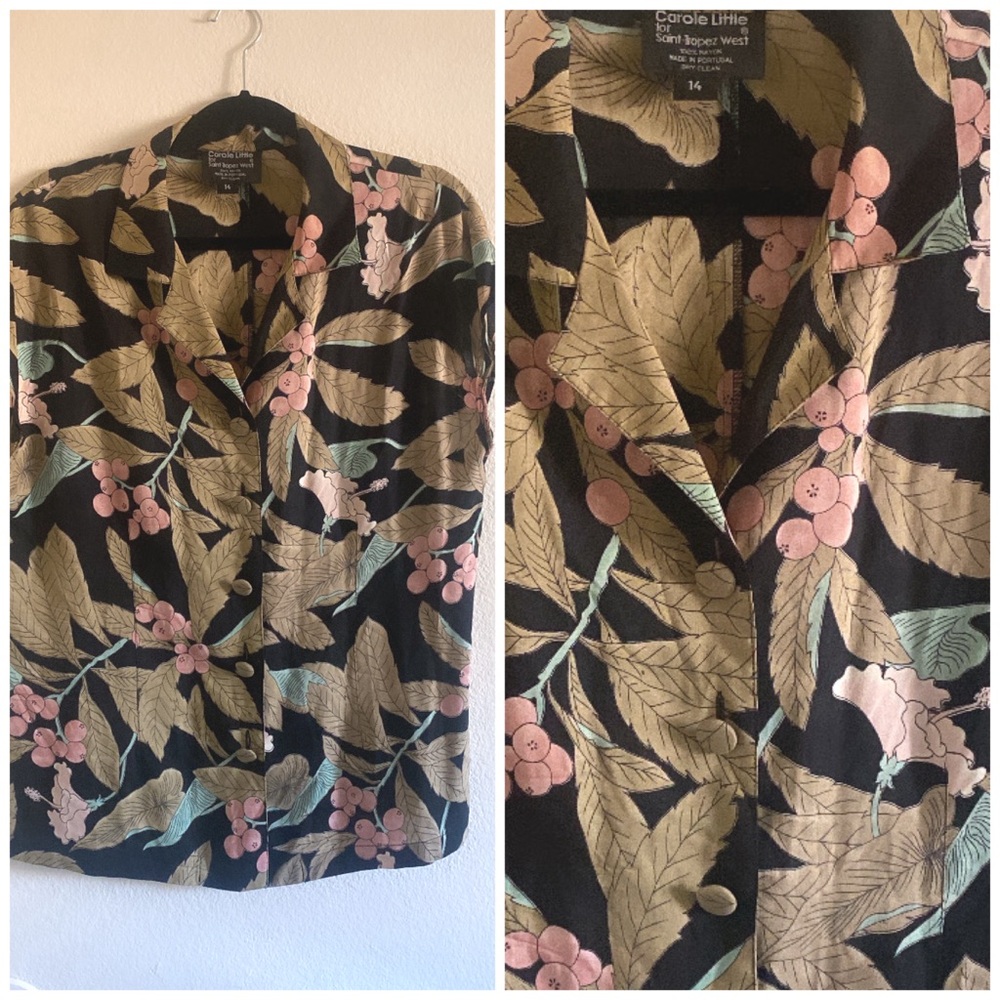 Vintage 80s Saint Tropez resort wear button up  button up with berry pri…